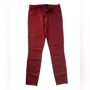 PAIGE Hoxton Ankle Red Coated Skinny Jeans Leather-Look Stretch Denim
